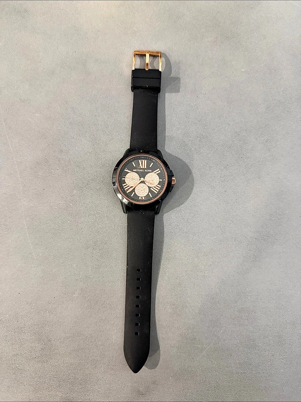 Michael Kors Rose Gold-Tone Chronograph Watch Black & Rose Gold